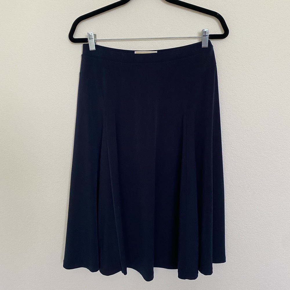 MICHAEL KORS midi navy skirt flair stretchy vintage trending - Picture 2 of 6